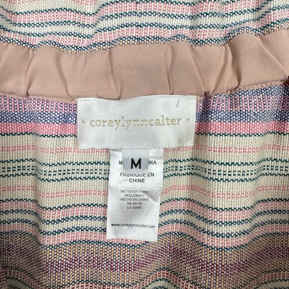 Corey Lynn Calter | Dion Yarn Dyed Off the Shoulder Stripe A-line Dress Pockets - Picture 9 of 12